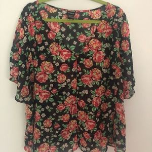 Torrid floral semi sheer blouse